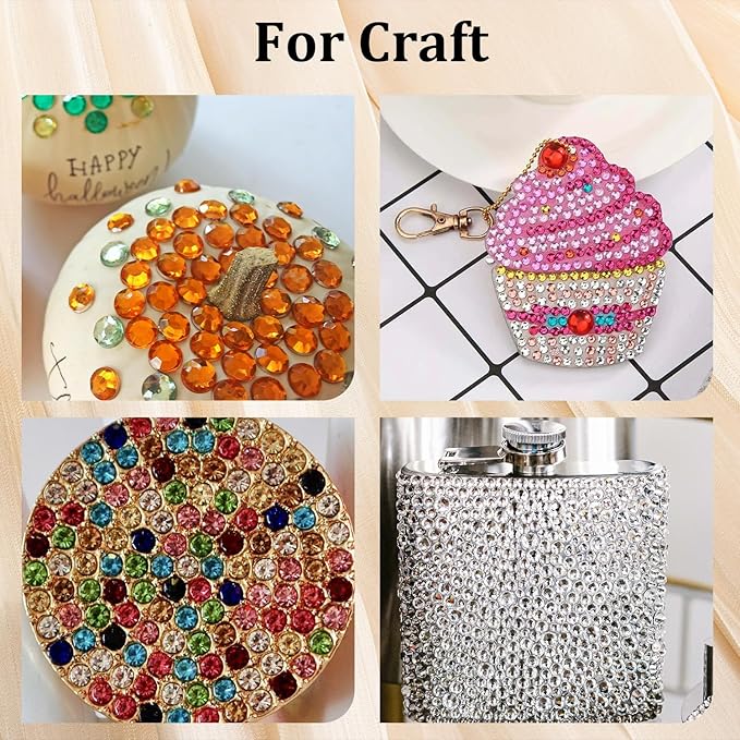 Colorful Face Gems for Makeup Set, Flatback Gorgeous AB Glass Gems+Mixed-Colored Crystals with Picker Pencil, Makeup Glue, Dual-End Dotting Tool, Tweezer for Eye Body Hair Make-up and Nail Art Deco