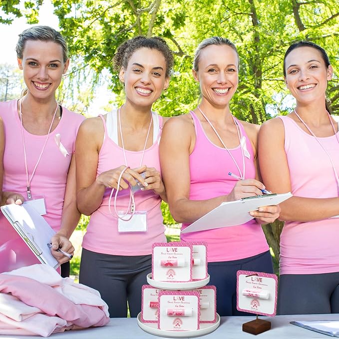 30 Pack Breast Cancer Awareness Favors Bulk Lip Balms Gifts Pink Ribbon Lip Balms Favors Breast Cancer Awareness Month Accessories Support Party Items Decorations for Women Men Survivors