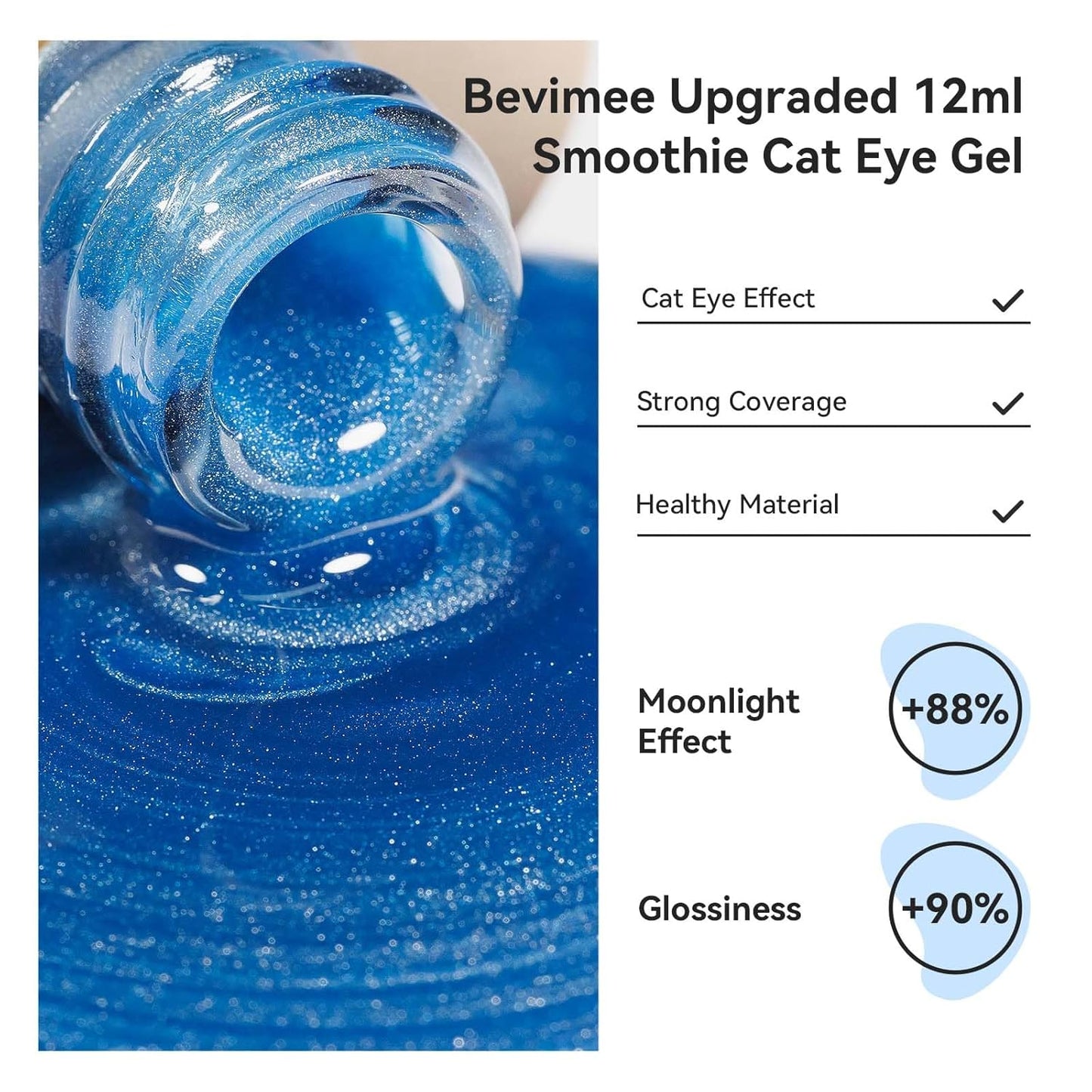 Moonlight Cat Eye Gel Nail Polish 12ML Blue Glitter Magnetic Gel Polish Velvet Ceramic Effect Crystal Shimmer Cateye Soak Off Manicure Salon At Home 1Pc
