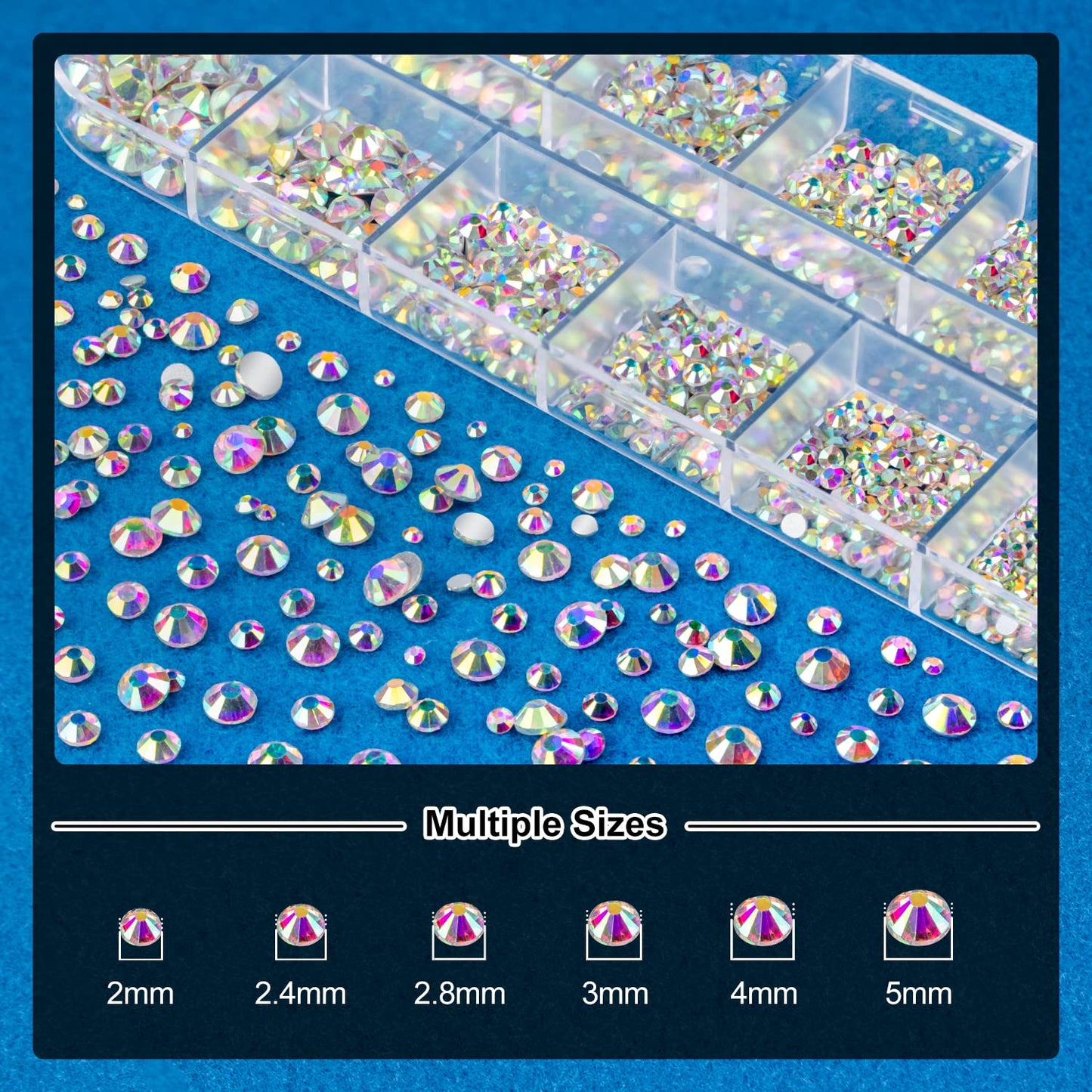 Nail Art Rhinestone Glue Gel&2 Boxes Flatback Gems Kit, 1 Tube of 15ml Rhinestone Gel Glue(UV/LED Needed)+Colorful Gems+Flat-Back Round Glass Crystal AB Gemstones with Pickup Tools