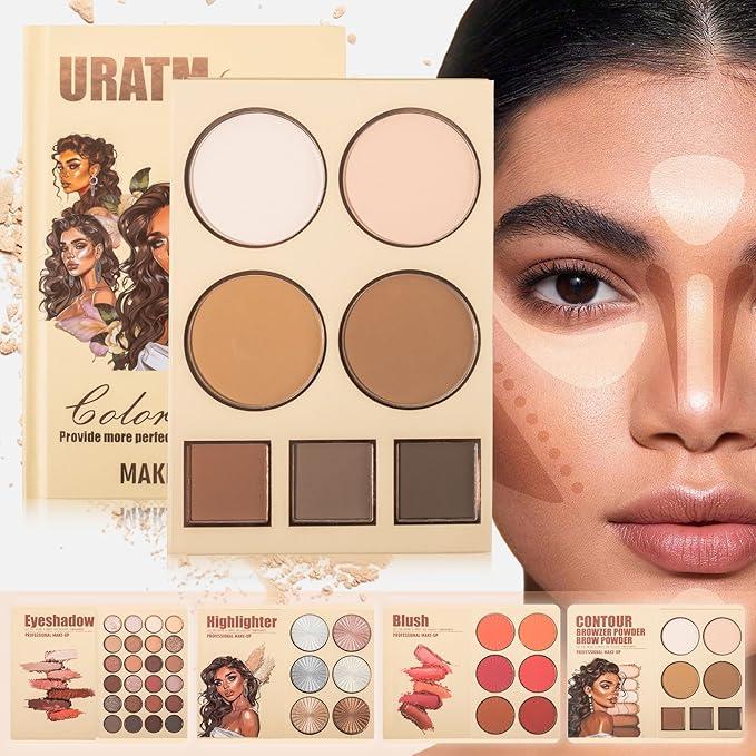 4-Layer Book-Style Foldable Makeup Palette Set | Portable & Long-Lasting | Contour Blush Highlight Eyeshadow, Professional 43 Shades, Suitable for Multiple Skin Tones & Makeup Looks, Gift Idea