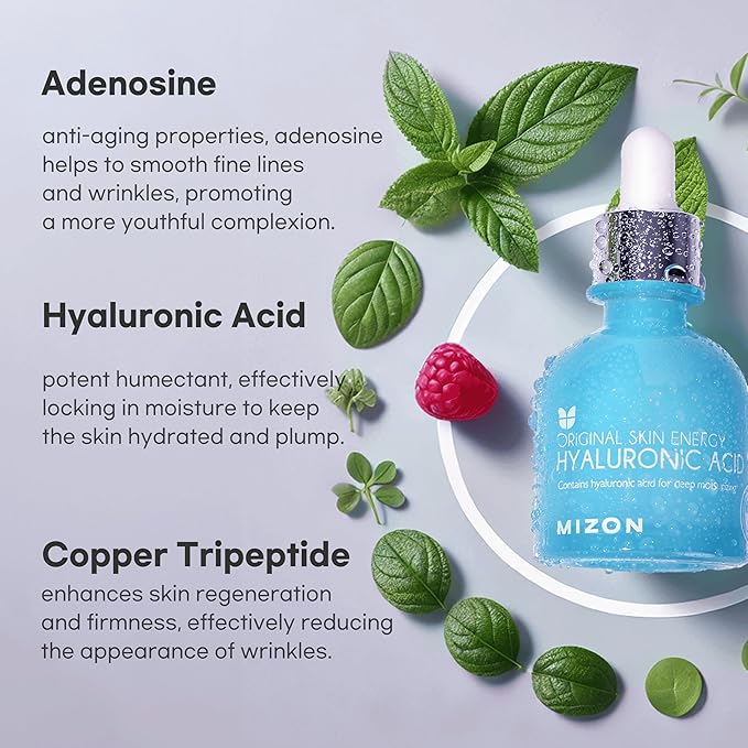 MIZON Hyaluronic Acid 100 Serum – Pure Hyaluronic Acid for Deep Hydration, Plumping & Skin Barrier Support – Lightweight K-Beauty Ampoule for Glass Skin Glow (1.01 fl. oz)