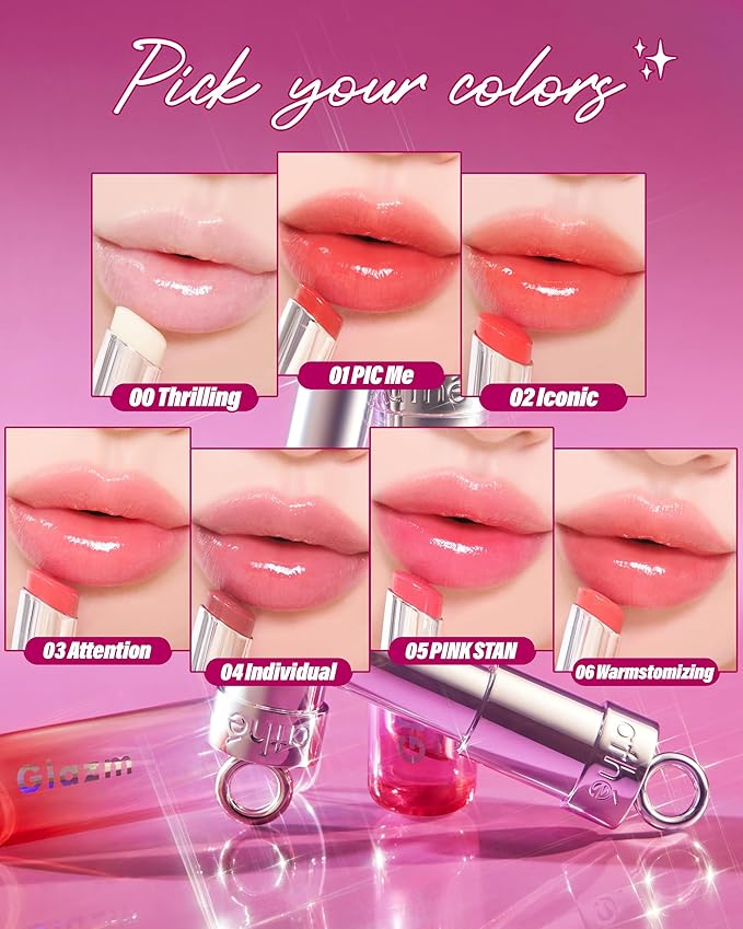 ATHE Glazm Lipbalm Stick - Vegan Glow Korean Lip Balm - Plumping, Volumizing & Highly Pigmented Lipstick - Soft Melting, Buildable Formula - Plant-Derived, Cruelty-Free, 0.12oz. (02 Iconic)