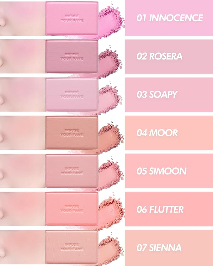 HOLIKA HOLIKA Infusing Blush with Brush - Lightweight, Smooth, Blendable Cheek Blusher, Sebum-Control, Natural Pore Coverage, Built-In Brush, Long-Lasting Pigment for Romantic Mood (03 SOAPY)