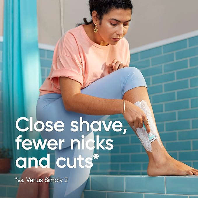 Gillette Venus Simply 3 Sensitive Disposable Razors, Sensitive Skin, 3 Bladed Razors, Pivoting Head for Incredible Comfort, Soft Grip Handle, 12 Count