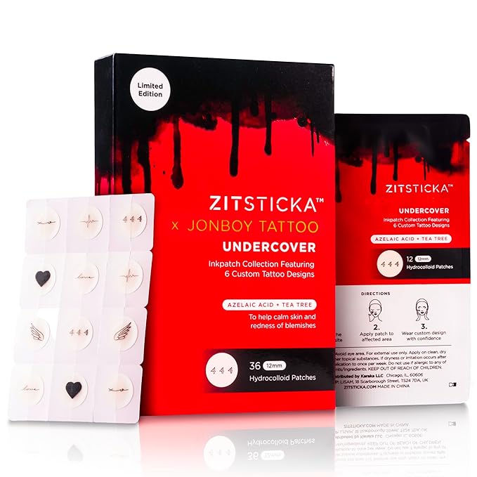 ZitSticka Invisible Pimple Patches for Face, Hydrocolloid Patches, Ultra-Thin Clear Azelaic Acid & CICA Blemish Patches, Pimple Stickers (Jonboy InkPatch Collection Cute 36 Pack)