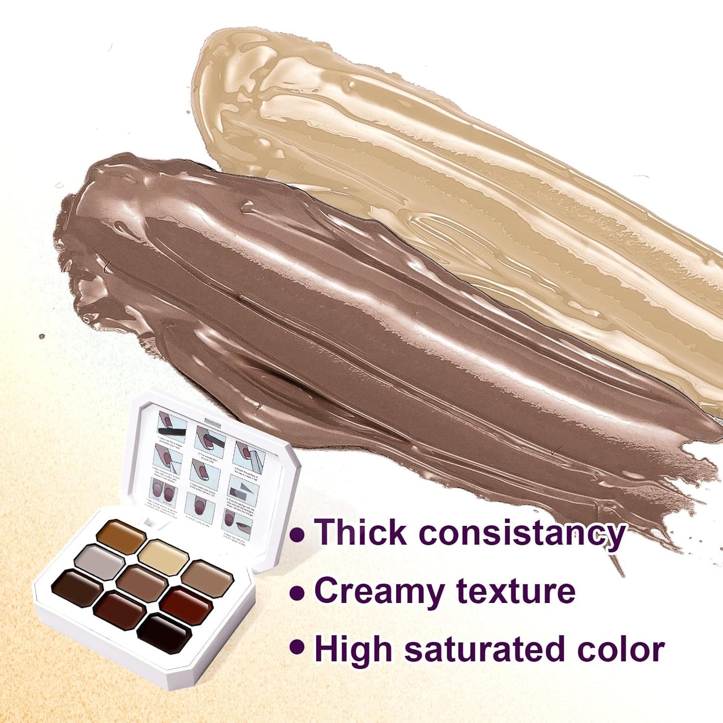 Gradient Painting Gel, 9 Colors Ombre Gel Nail Polish for Cream Brown Color Pigment Pat Aura Nails French Manicure Soak Off UV Long-lasting Home Salon DIY Nail Art Coconut Latte 1