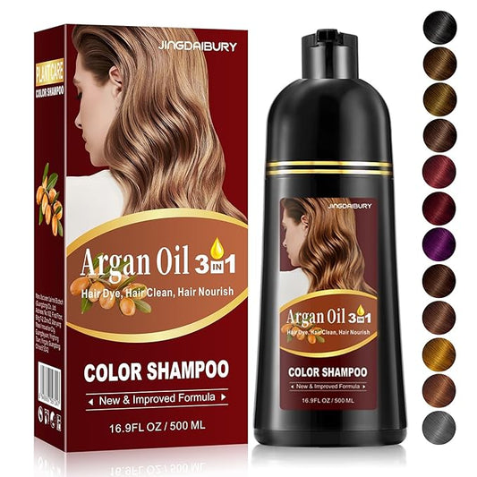 Instant Blonde and Brown Semi-Permanent Hair Dye Shampoo - 3 in 1 Formula with Argan Oil for Men & Women, Easy to Use, 16.9 Fl oz