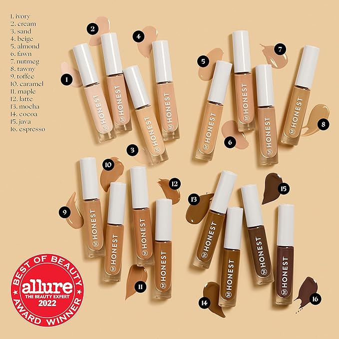 Honest Beauty Fresh Flex Concealer with Niacinamide + Vitamin E + Hyaluronic Acid | Vegan + Cruelty free | Beige, 0.17 fl oz