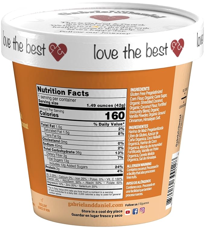 Gabriel & Daniel Gluten Free Instant Cream of Corn with Coconut – Non-GMO, Pure and Wholesome Hot Cereal – Creamy Texture with Mazamorra – Microwave Cup for a Nourishing and Easy Breakfast (Pack of 12)