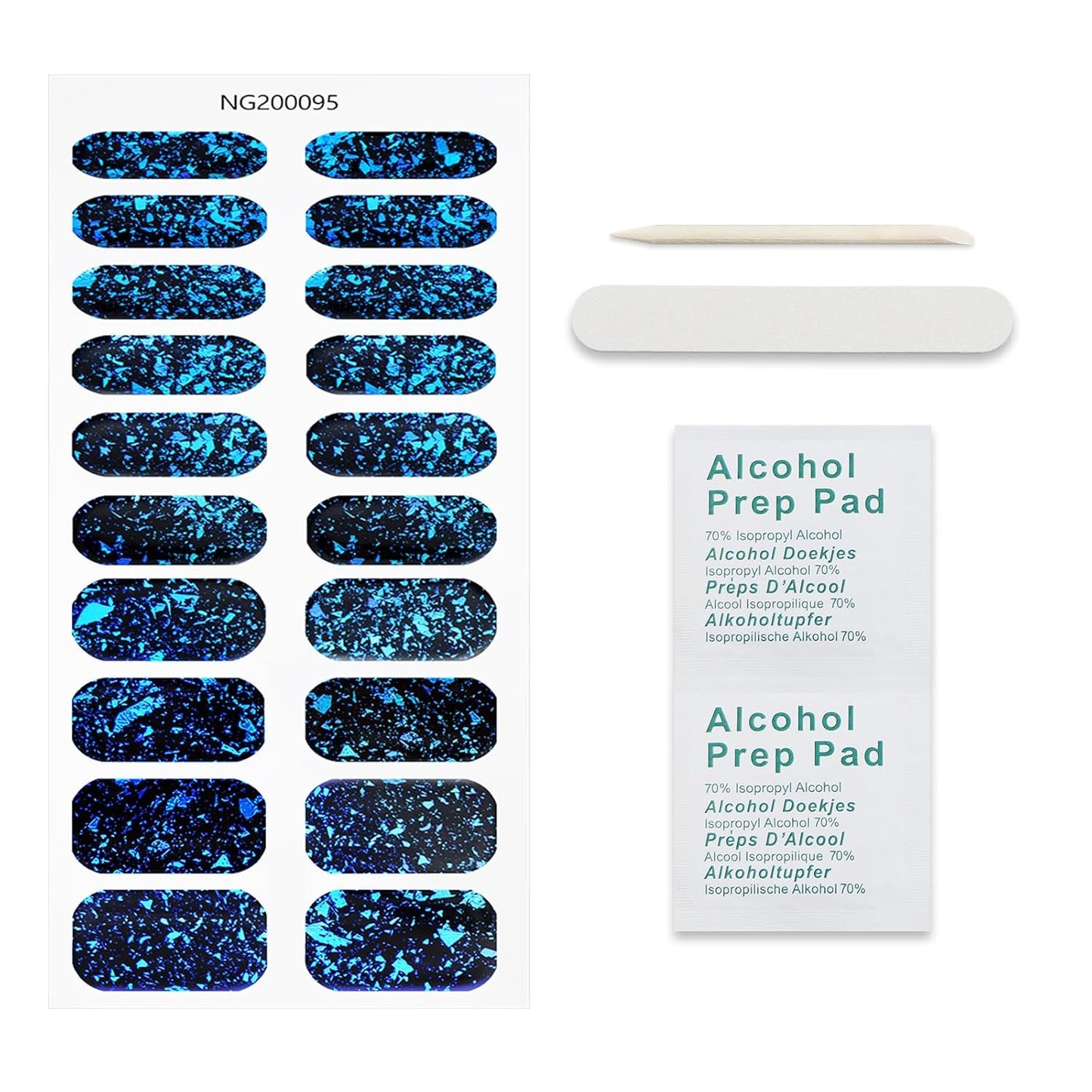 JMEOWIO Gel Nail Stickers Dark Blue Green Semi Cured Gel Nail Strips Wraps UV/LED Nails Art Design Decoration Accessories