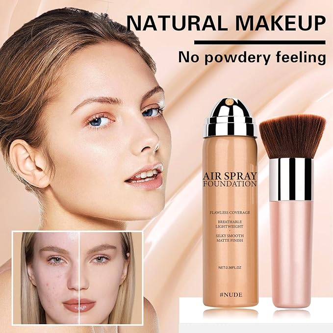 Airbrush Makeup Foundation for Mature Skin Magic Minerals Lightweight Air Makeup Airbrush Makeup Setting Spray for Smooth Radiant Finish（03# Nude Color）
