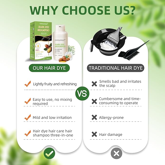 Hair Dye Shampoo 3 in 1 for Gray Hair Coverage, Argan nut Natural Shampoo Hair Dye for Women & Men/Ammonia-Free 500ml(Chestnut Brown)