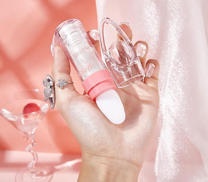 AKARY Shimmer Highlighter Powder, Fairy Polvo De Hadas Highlighter Powder & Blush Stick, Instant Glow Luminizer Duo, Glitter Body Face Hair High Gloss Stick, Sparkle Smudge-Proof Highlighter Stick Party Makeup (C-#01)