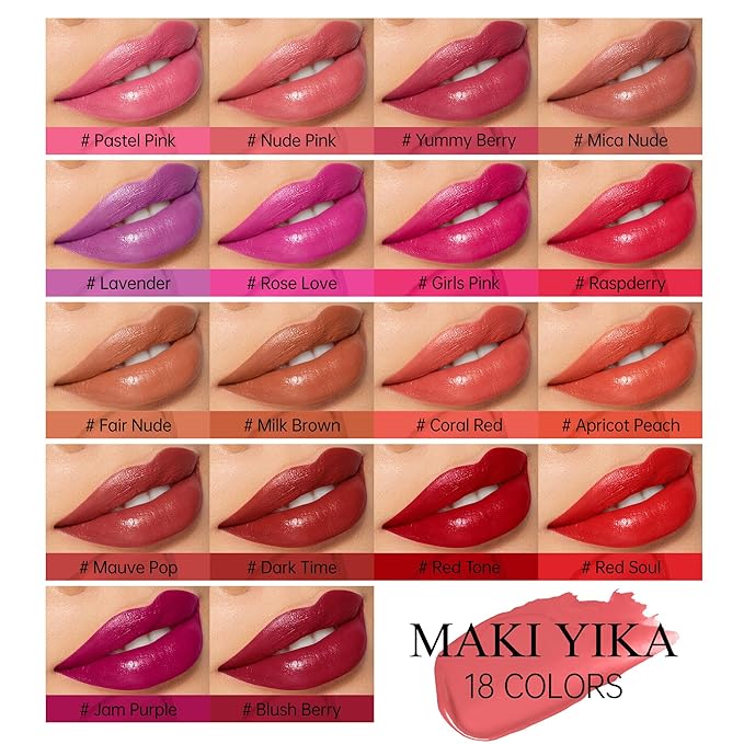 MAKI YIKA Moisture Nude Lipstick for Women Hydrate Lip Balm for Dry Cracked Lips Weightless Glossy Lip Color Juicy Finish,MA055 Mica Nude