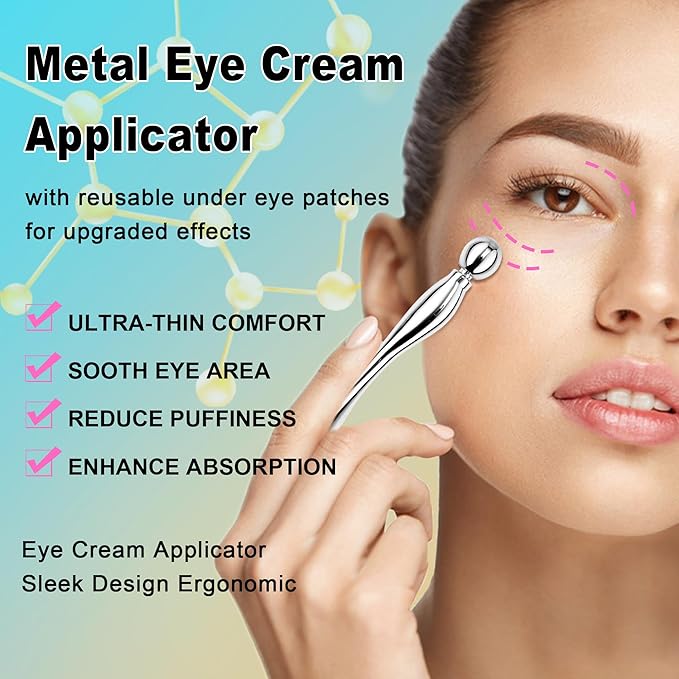 Aethland Reusable Eye Patches, 3 Pairs Silicone Under Eye Patches with Lifting Effect to Reduce Wrinkles and Fine Lines, Pair with Eye Roller Massager Eye Serums Cream Applicator