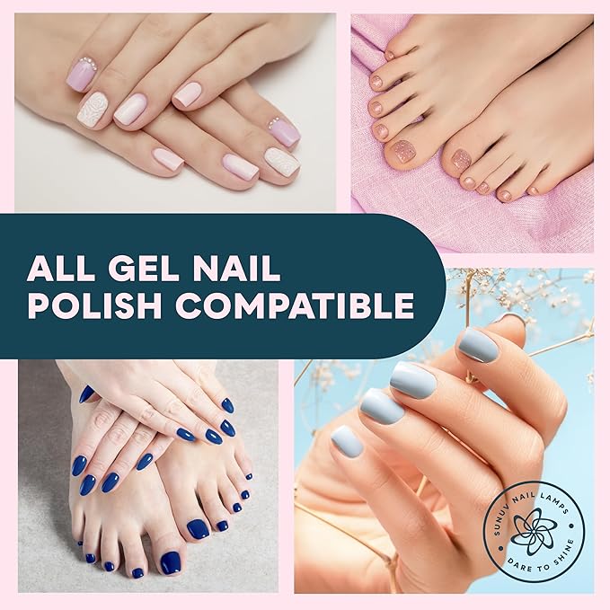 SUNUV UV LED Nail Lamp, UV Light for Gel Polish with 4 Timer Settings, Nail Dryer with LCD Display, Removable Base SUN4S Black