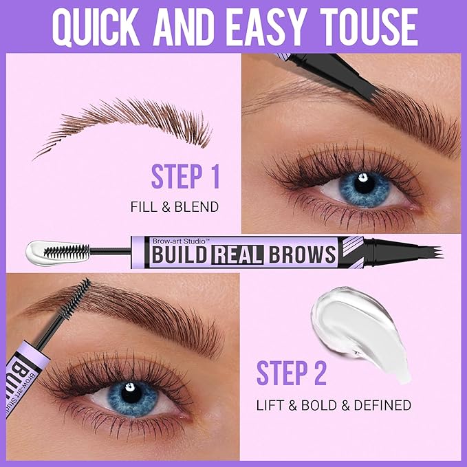 iMethod Eyebrow Pen and Eyebrow Gel - Eyebrow Pencils for Women with 4-Fork-Tip & Brow Gel Clear, Magical 2-in-1 Dual-Ended Brow Pen for Fuller-Looking Defined Brows, Stay All Day, Dark Brown