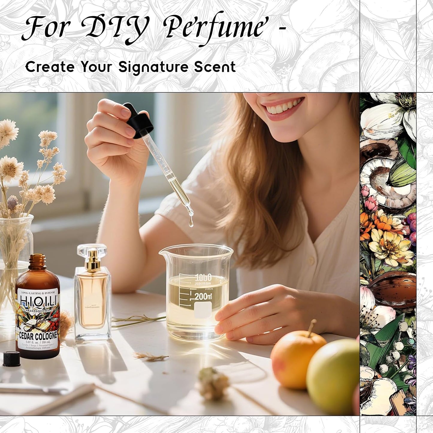 HIQILI Cedar Cologne Fragrance Oil for DIY Candle & Soap Making, Long-Lasting, Luxury Hotel Scents for Diffuser - 5.07 Fl Oz