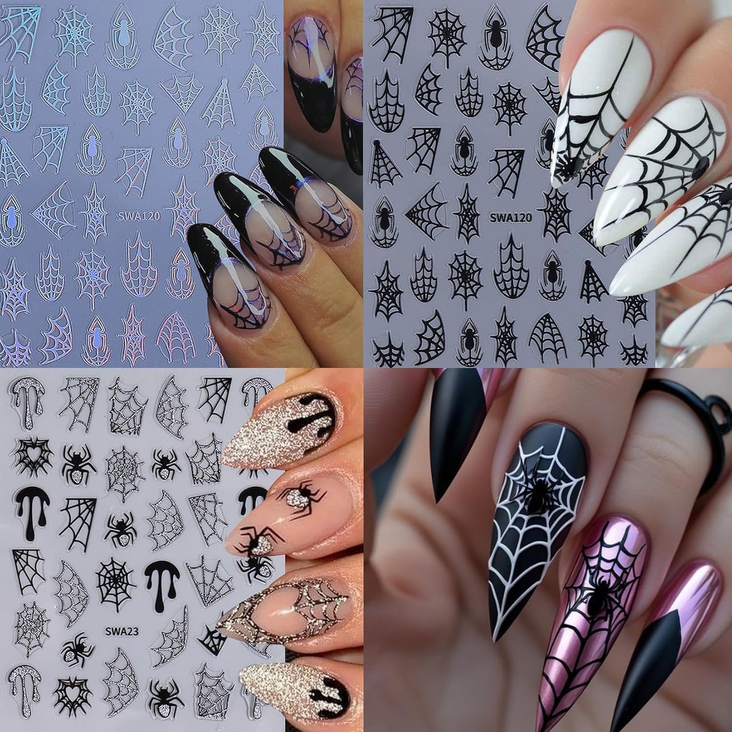 Halloween Nail Stickers Dragon Decals 12 Sheets Spooky Bat Ghost Stickers for Nails Art Metallic Glitter Spider Web Pumkin Blood Key Nail Designs Fall Holiday Supplies Manicure Decoration for Women