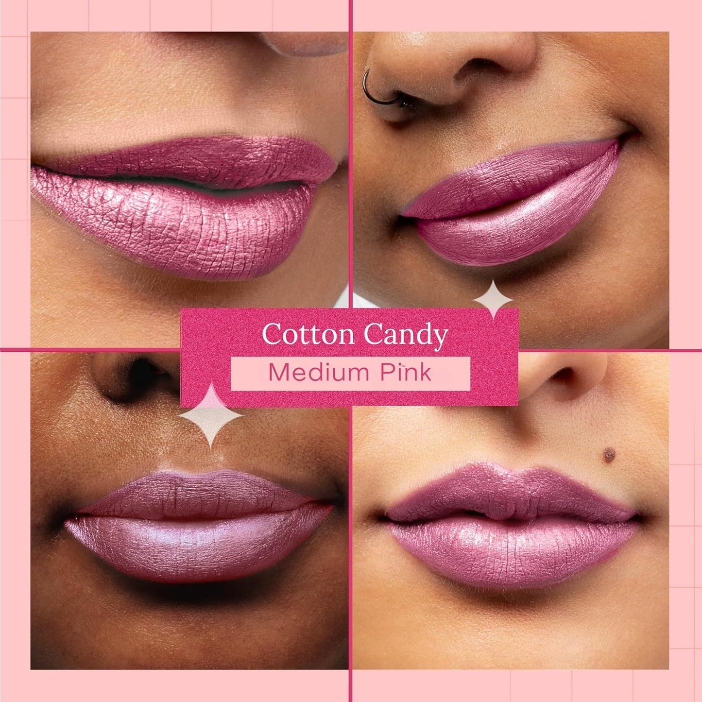 Aromi Metallic Liquid Lipstick | Long-Lasting, Light Pink Lip Color with Shimmery Finish, Vegan & Cruelty-free, Waterproof (Cotton Candy)