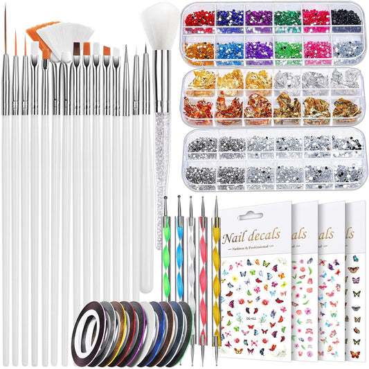 Teenitor Nail Art Tools, Nail Art Brushes Set, Dotting Tools，Nail Stickers, Nail Rhinestones For Nail Art