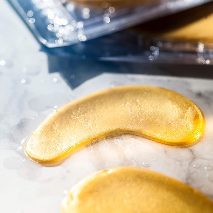24k Gold Collagen Eye Mask: Hydrogel Under Eye Patches with Collagen & Hyaluronic Acid - Hydrating Under Eye Mask for Dark Circles, Puffy Eyes, & Under Eye Bags - Cooling Gel Treatment Pads - 15 Pairs