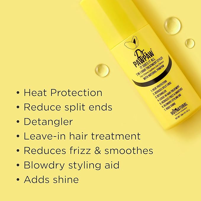 It Does It All: 7 in 1 Hair Treatment Styler with Papaya, Aloe Vera, Coconut Oil, Vegan & Natural (6 x 150 ml)