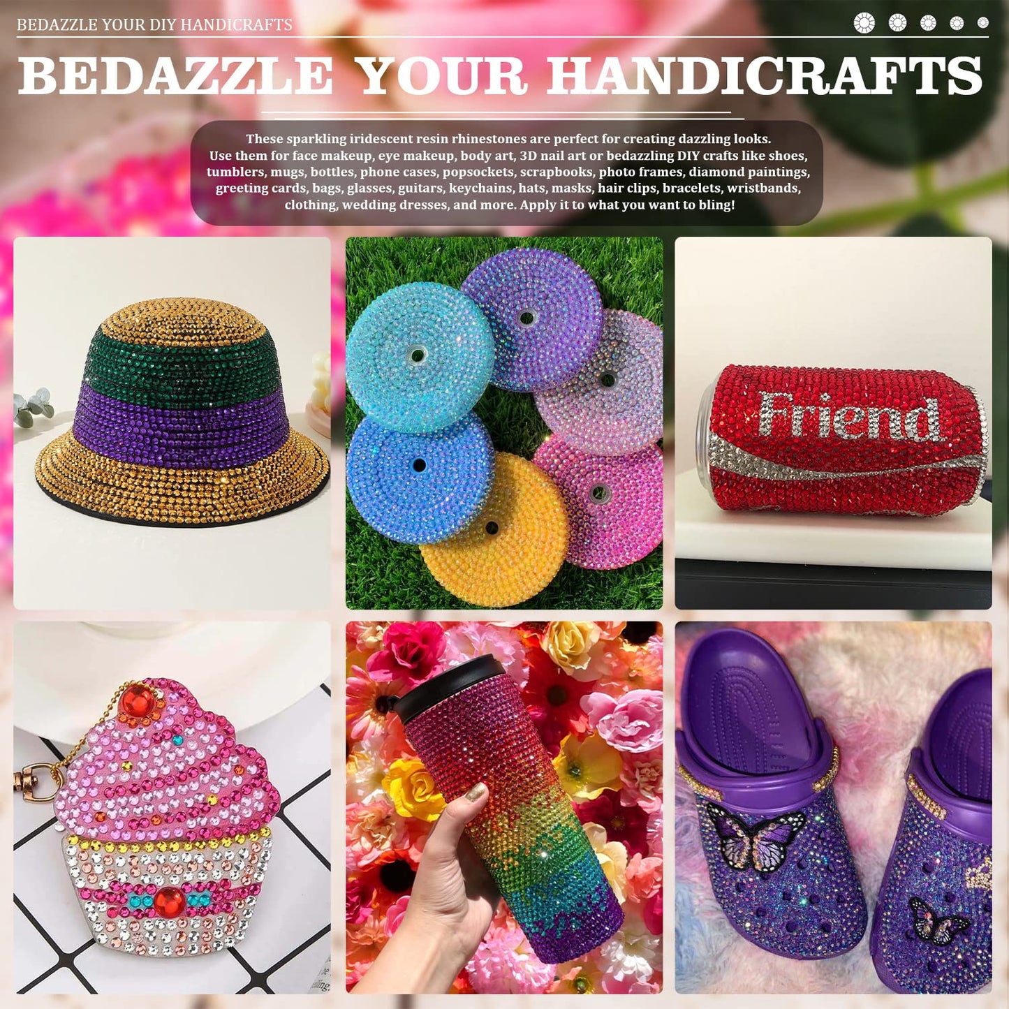 7000PCS Resin Rhinestones with Tweezers for Crafting, 2/3/4/5/6mm Flatback Jelly Rhinestones, 4 Box White AB Non Hotfix Crystal Gems for DIY Crafts Mugs Tumblers Clothes Makeup Nail