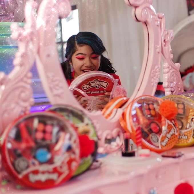 Miraculous Ladybug Kids Makeup Set - 10 Piece Bag with Nail Polish, Hair Chalk, Stickers & More - Safe, Non-Toxic Pretend Play Cosmetics - Rena Rouge Themed Makeup Kit for Children