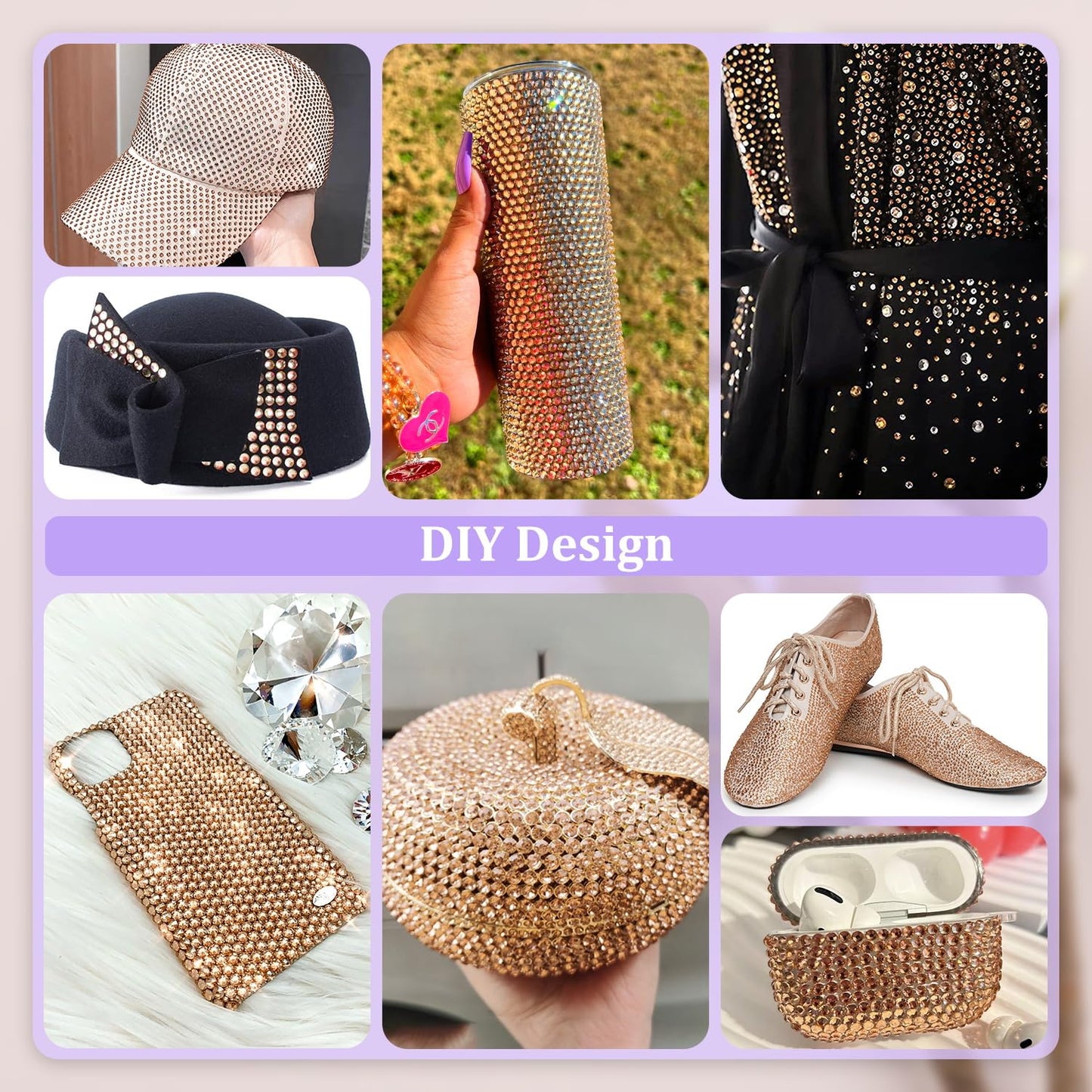 Resin Rhinestones for Crafting, 1 Box Champagne Multi Sizes Flatback Bedazzling Crystals for Crafts Nail Art Deco, Non Hotfix Gems Charms for Tumbler Shoes Clothing Fabric Face Makeup