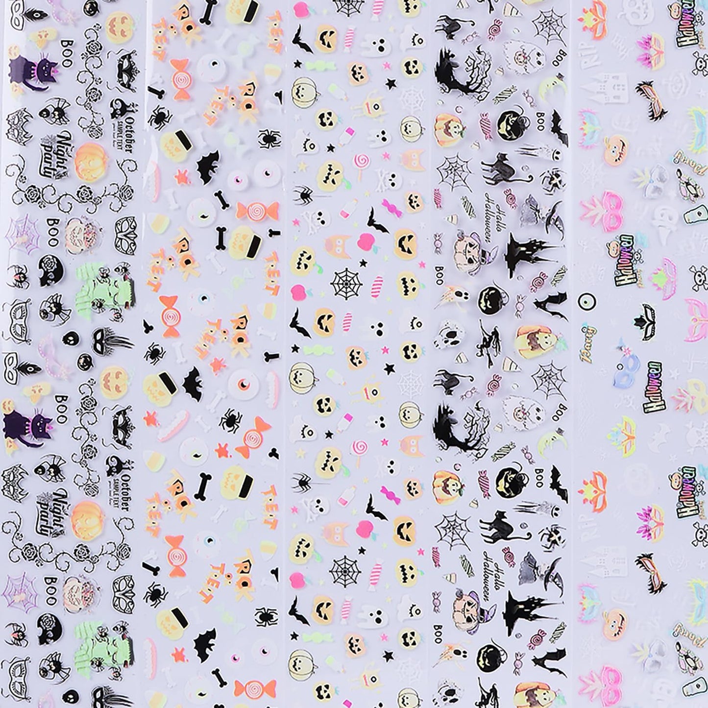 Halloween Nail Foil Transfers Stickers 10 Rolls Cartoon Design Halloween Nail Art Foils Decals Ghost Pumpkin Spider Bat Nail Transfer Foil Cute Nails Supplies Set for Women DIY Manicure Decorations