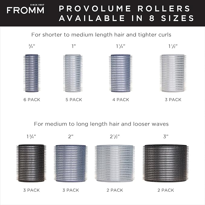 Fromm ProVolume .75" Self-Grip Ceramic Ionic Thermal Hair Rollers, 6 Count Small Salon Quality Hair Curlers for Short, Medium and Long Hair