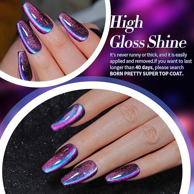 Born Pretty Cat Magnetic Gel Nail Polish 9D Polaris Holorgraphic Cat Magnetic Eye Gel Polish Glitter Gel Polish Set 6PCS