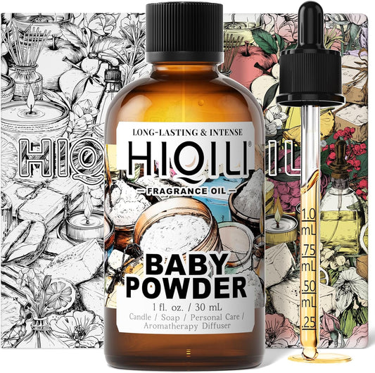 HIQILI Baby Powder Fragrance Oil - for Body Oils, Laundry Detergent, Candle, Perfumes & Soap Making, and Home Diffusers Use - 1 Fl Oz