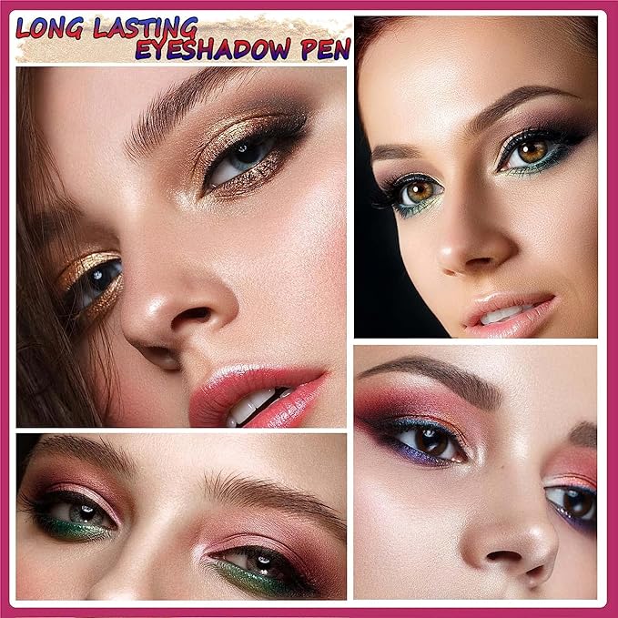 Matte Brown Eyeshadow Stick And Sponge Makeup Brush, Smooth Cream Shimmer Shadow Pencil Long Lasting Waterproof Eye Shadow Highlighter, Hypoallergenic Highlighter Multi-Dimensional Eyes Look #17
