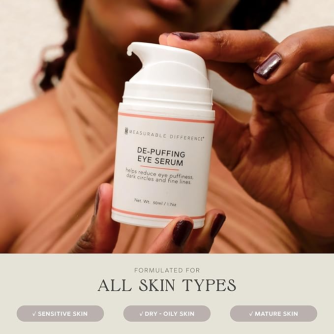 Measurable Difference De-puffing Eye Serum - Hydrating & Illuminating Treatment for Dark Circles, Puffiness, and Wrinkles