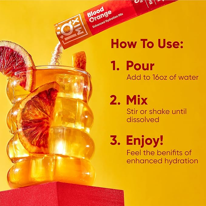 IQMIX Hydration Electrolyte Powder – 4-in-1 Formula for Hydration, Mental Clarity, Mood and Recovery – Sugar-Free Drink Mix, Keto, Magnesium L-Threonate, Lion’s Mane – 40 Count Blood Orange