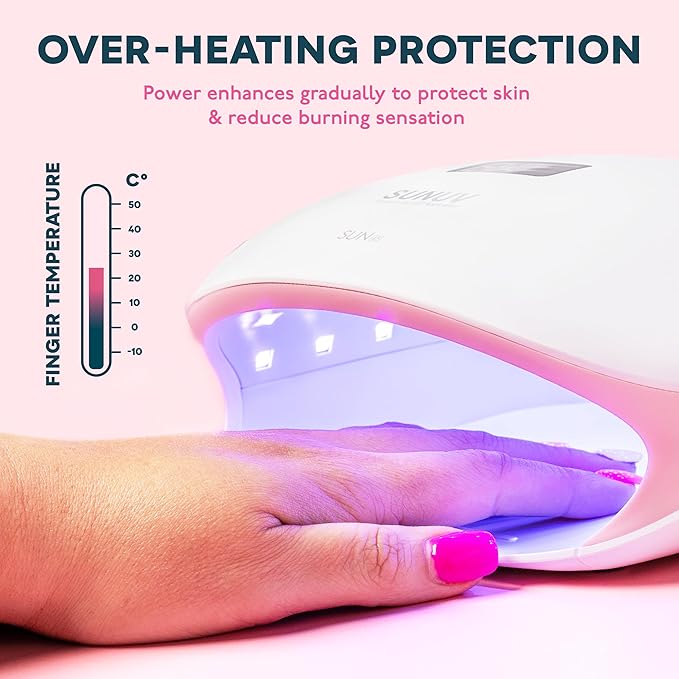 SUNUV LED UV Nail Light, UV Lamp for Gel Nails Polish with 4 Timer Settings, LCD Display Removable Base, SUN4S Pink