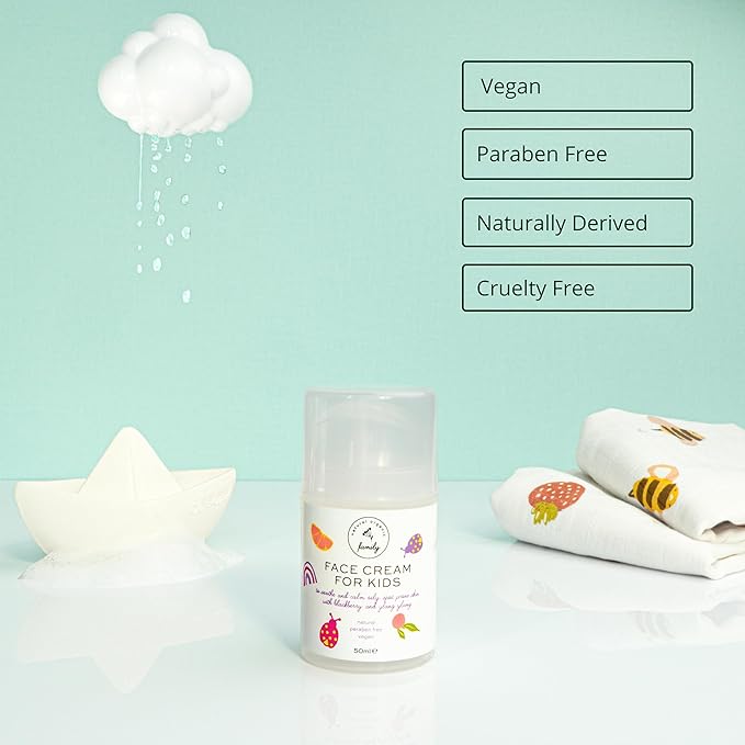 Gentle Face Cream Moisturizer for Kids and Preteens – Nourishing and Calming for All Skin Types – Natural Ingredients: Hyaluronic Acid and Vitamin E - Made in UK 50ml