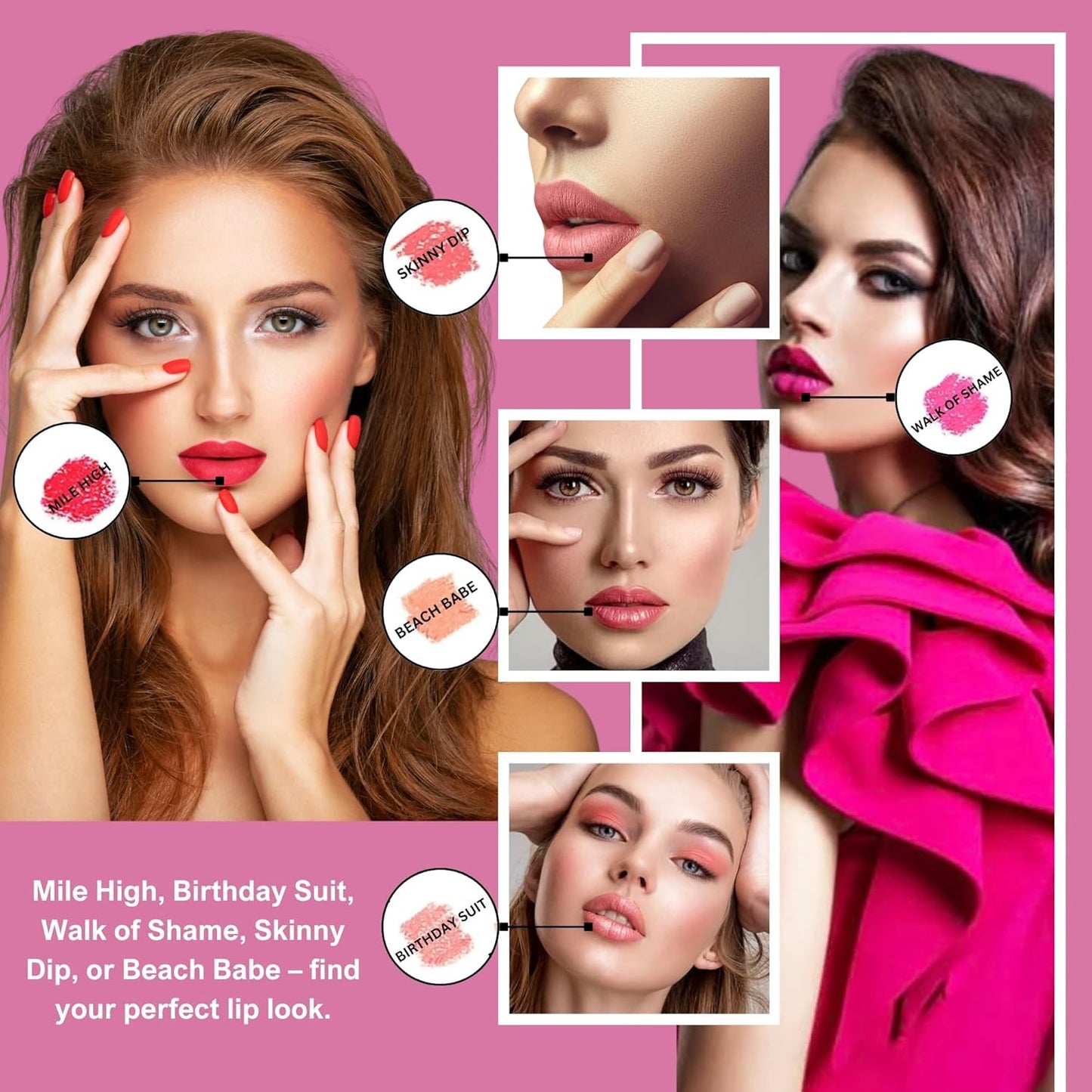 Hickey Lipstick Organic, Long Lasting Gluten Free Lipstick REFILL Collection THE VAULT COLLECTION - 8 Refill Shades Red, Hot Pink, Nude, Light Pink, Coral, Berry, Mauve, Terracotta