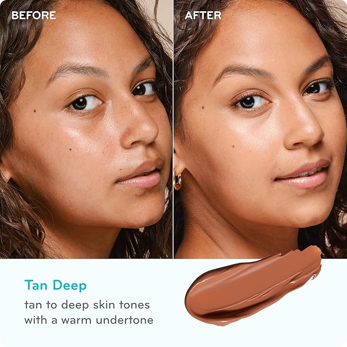 pūrlisse Ageless Glow Serum BB Cream SPF 40 - Glow BB Cream with SPF Enriched with Bakuchiol & Vitamin C to Help Improve Firmness & Reduce Wrinkles for Dewy Skin - Tan Deep (1.4 oz)