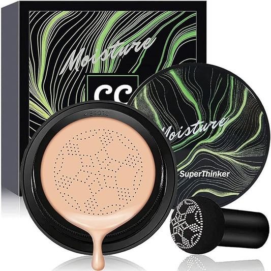 Air Cushion CC Cream Mushroom Head Cushion Foundation, BB Cream Face Makeup for Mature Skin Moisturizing Concealer Brighten Long-Lasting, Even Skin Tone for All Skin Types (Nude)
