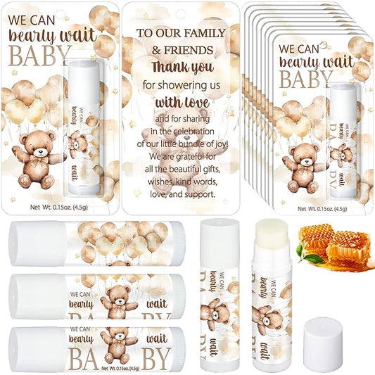 30 Pack Bear Baby Shower Party Gifts Favors Gifts Bulk Lip Balms for Guests Woman Man Entertainment Neutral Gender Reveal Favors Baby Shower Prizes Souvenirs Baby Gift Bags Stuffers