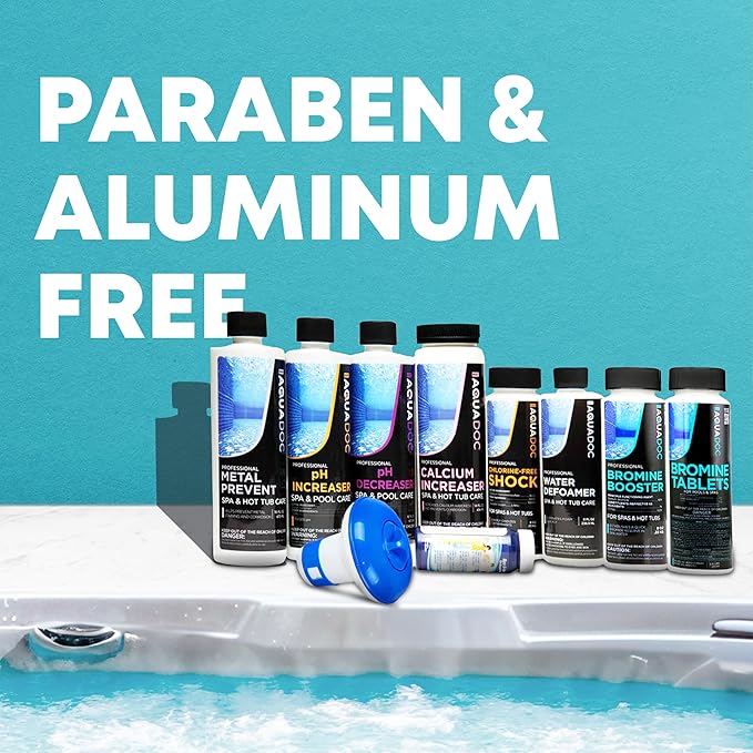 Inflatable Hot Tub Chemical Kit with Bromine Tablets - Inflatable Spa Starter Kit - Convenient Hot Tub Starter Kit & pH Control Kit - AquaDoc Inflatable Spa Chemicals