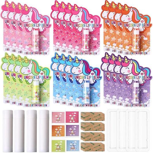 24 Sets Unicorn Party Favors Lip Balms Bulk for Kids Birthday Party Moisturizing Lip Balm for Unicorn Themed Celebration Gifts Lip Care Products for Classroom Rewards Favor Party Supplies
