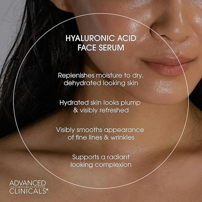 Advanced Clinicals Hyaluronic Acid Moisturizer Face Serum + Collagen Peptide Facial Serum Skin Care Set | Hydrating Serums For Diminishing Appearance Of Wrinkles, Dry Skin, Fine Lines, Set Of 2