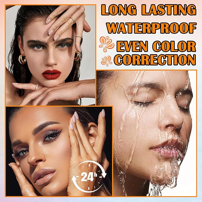 9 Colors Corrector Concealer Palette,Correcting Concealer Cream Makeup Contour Palette Conceals for Dark Circles and Blemish,Contouring Liquid Foundation Highlighting Makeup Kit with Brush