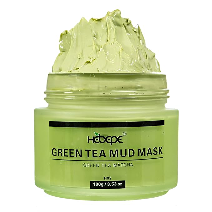 Green Tea Matcha Facial Detox Mud Mask with Aloe Vera, Deep Cleaning, Hydrating, Detoxing, Healing, and Relaxing Volcanic Clay Facial Mask