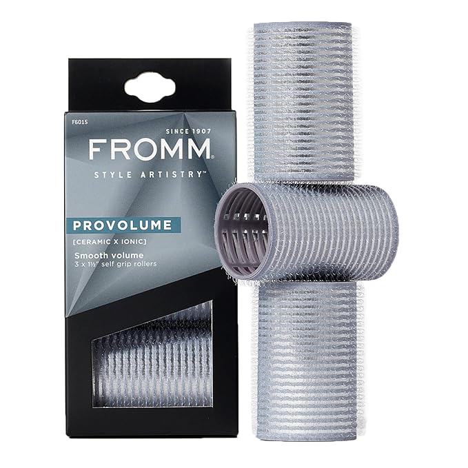 Fromm ProVolume 1.5" Self-Grip Ceramic Ionic Thermal Hair Rollers, 3 Count Salon Quality Hair Curlers for Short, Medium and Long Hair